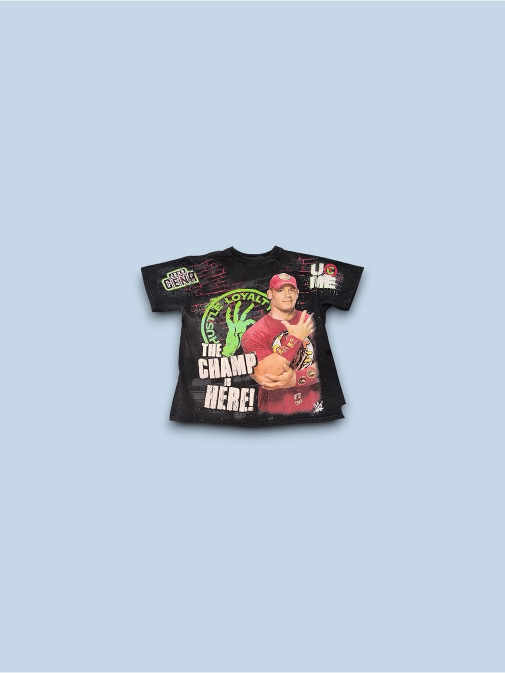 Vintage John Cena WWE Shirt Youth Boy Small 6 Black All Over Print Champ Is Here